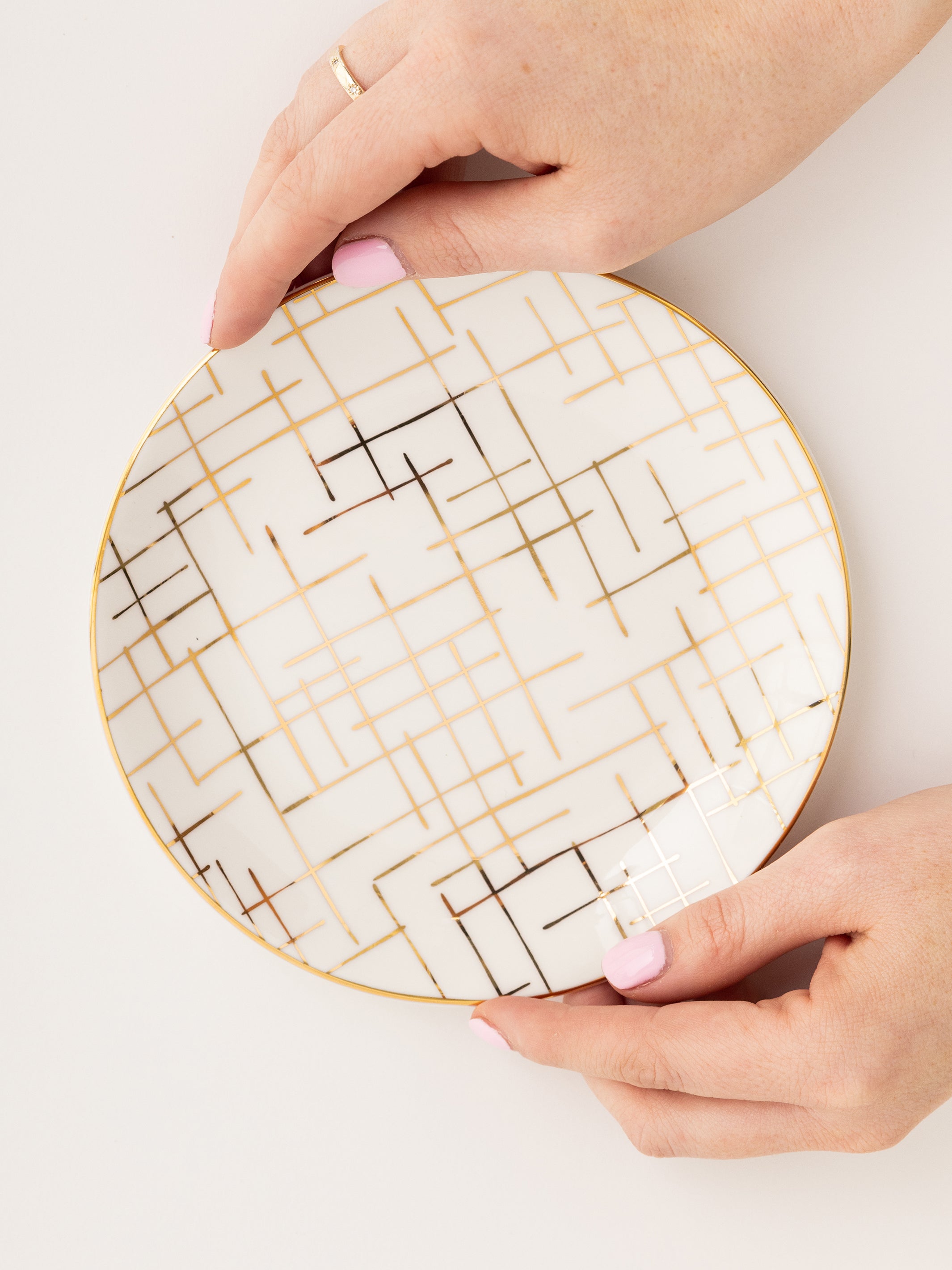 Appetizer Plate Gold Hatch Set of 4 Mary Square