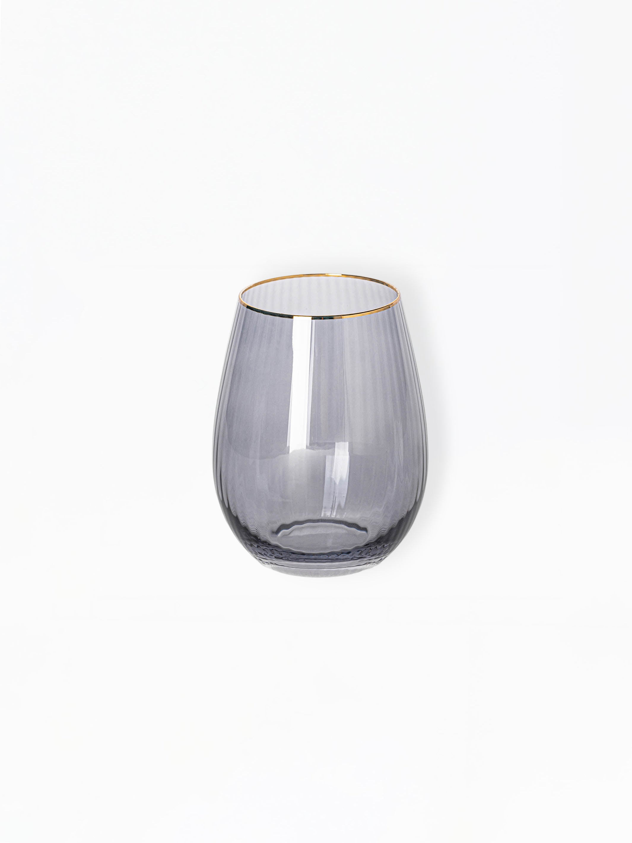 Stemless Wine Glasses | Ribbed Smoke - Set of 4
