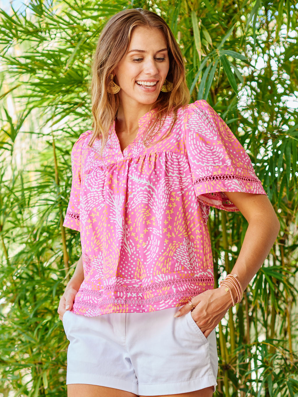 FINAL SALE Jasmine Top Mango Mosaic Pink – Mary Square