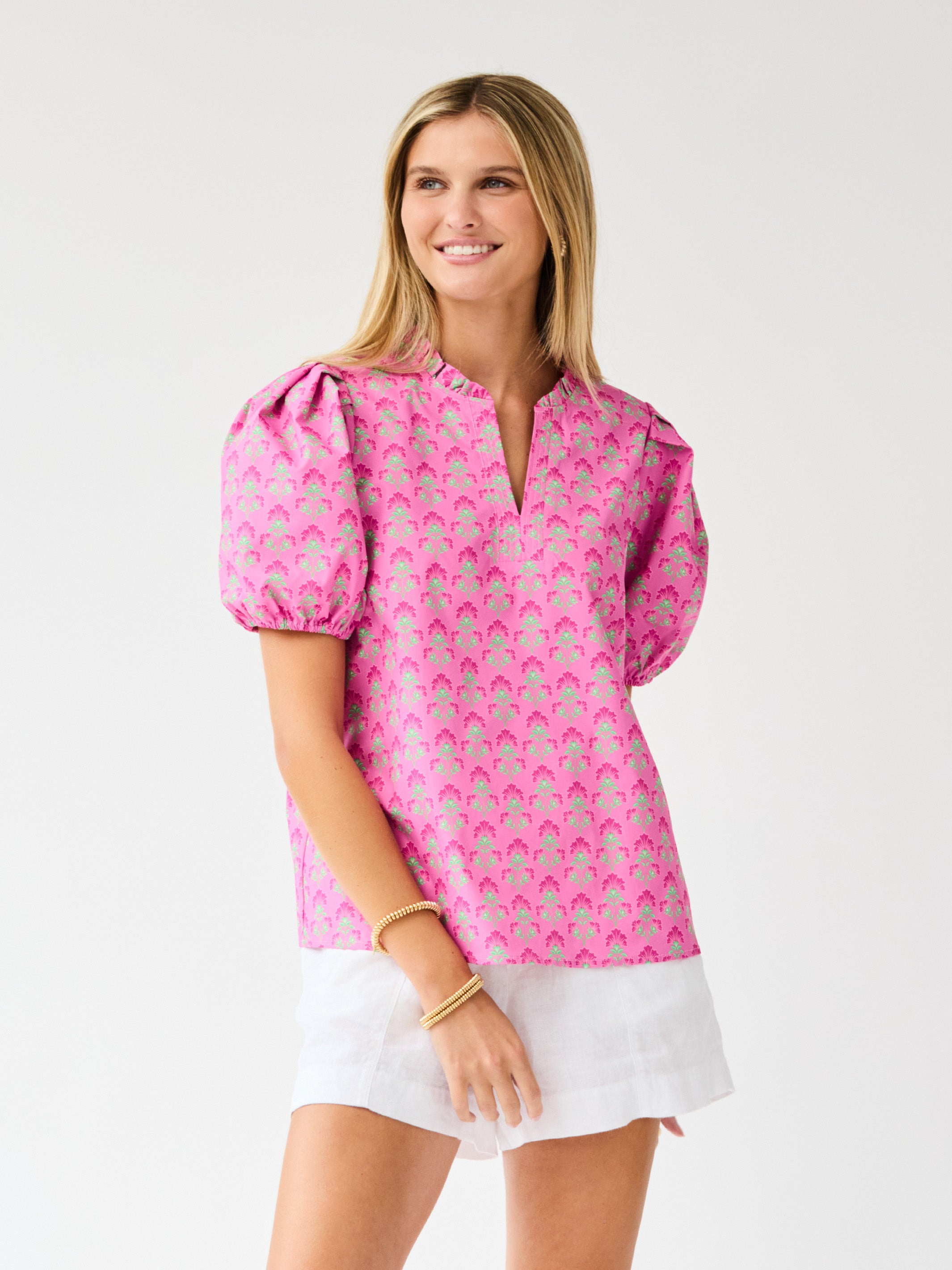 Lainey Top | Deco Lilies Fuchsia – Mary Square