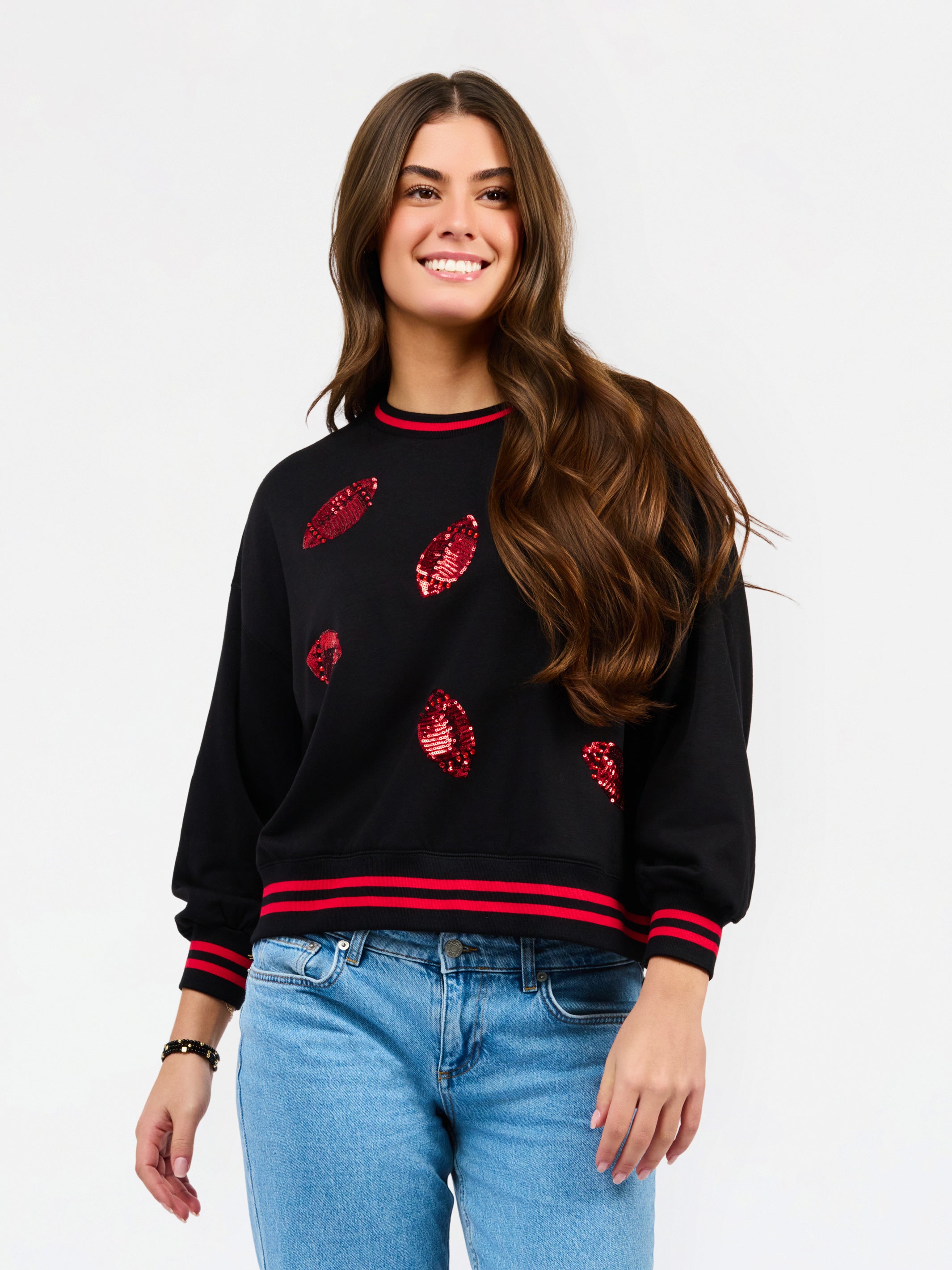 Millie Sweatshirt | Football Red + Black – Mary Square