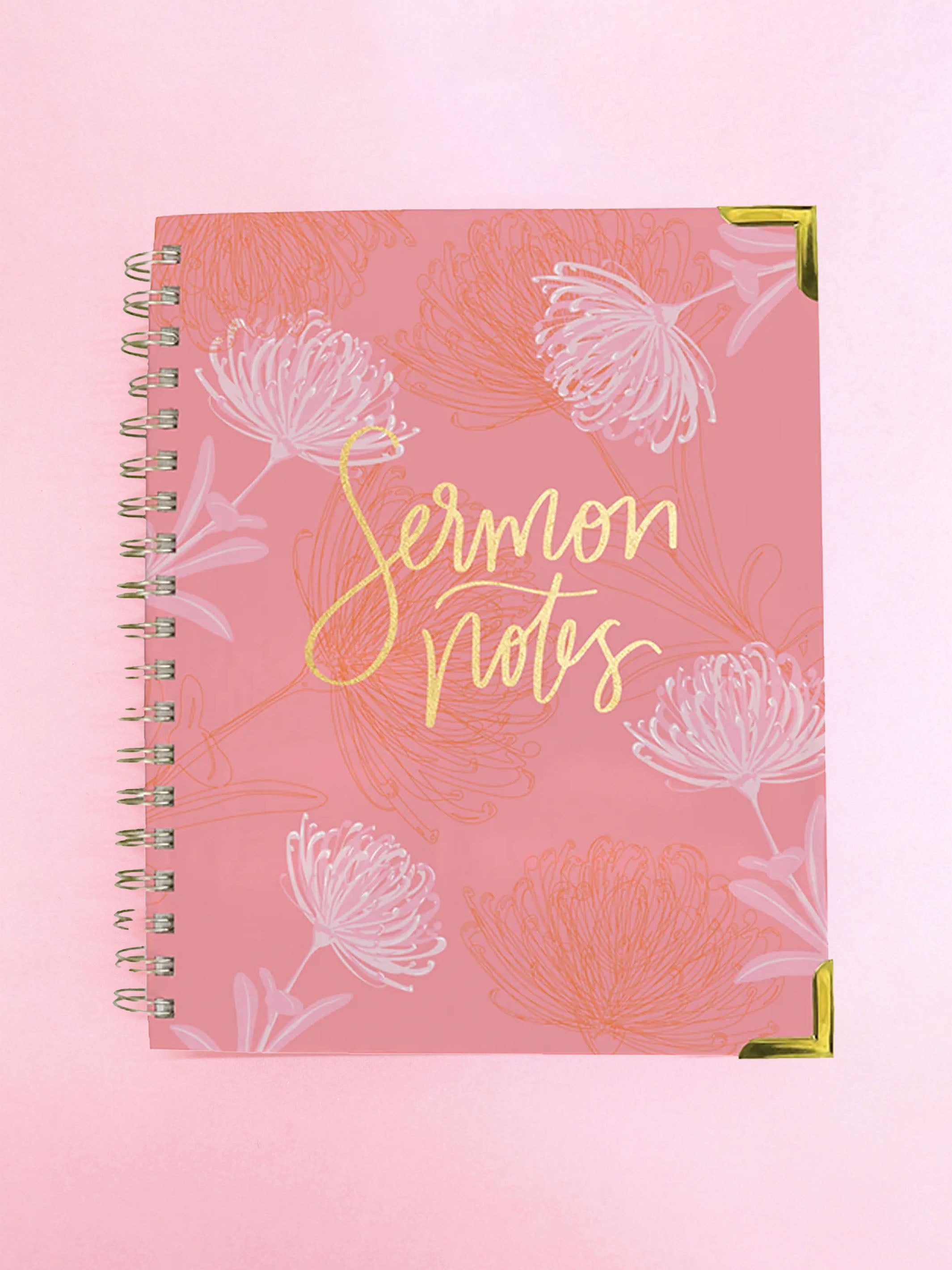 Sermon Notes Simple Minimal Blush Pink Calligraphy Notebook | Zazzle