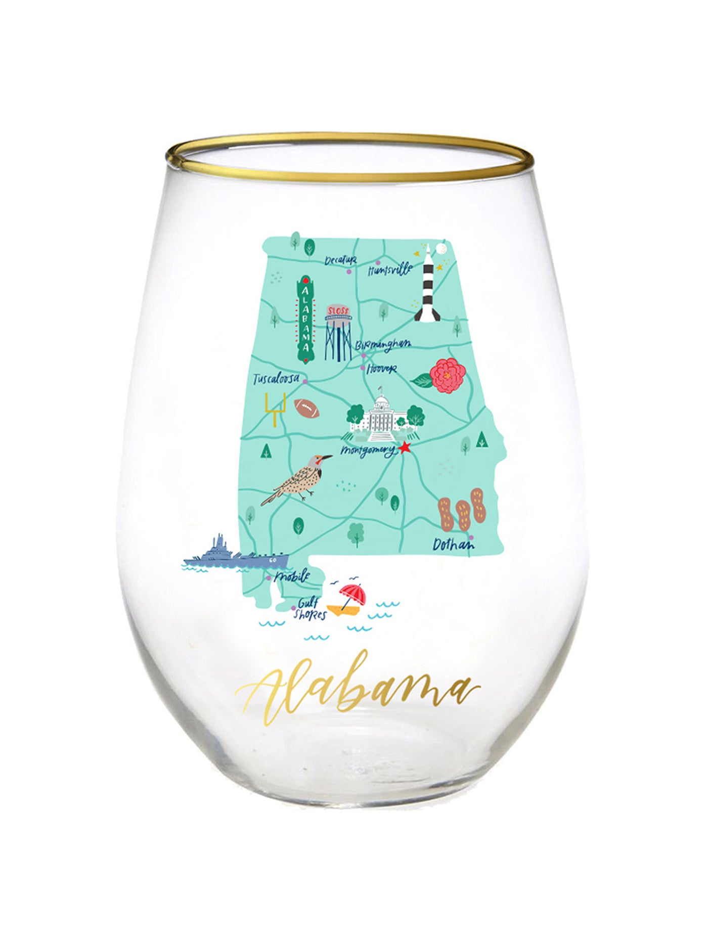 Stemless Wine Glass | Alabama