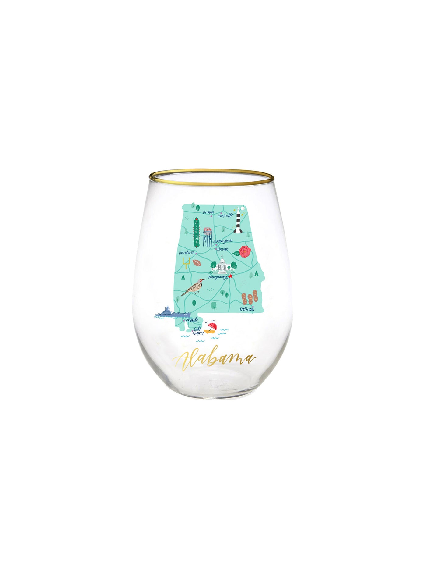 Stemless Wine Glass | Alabama