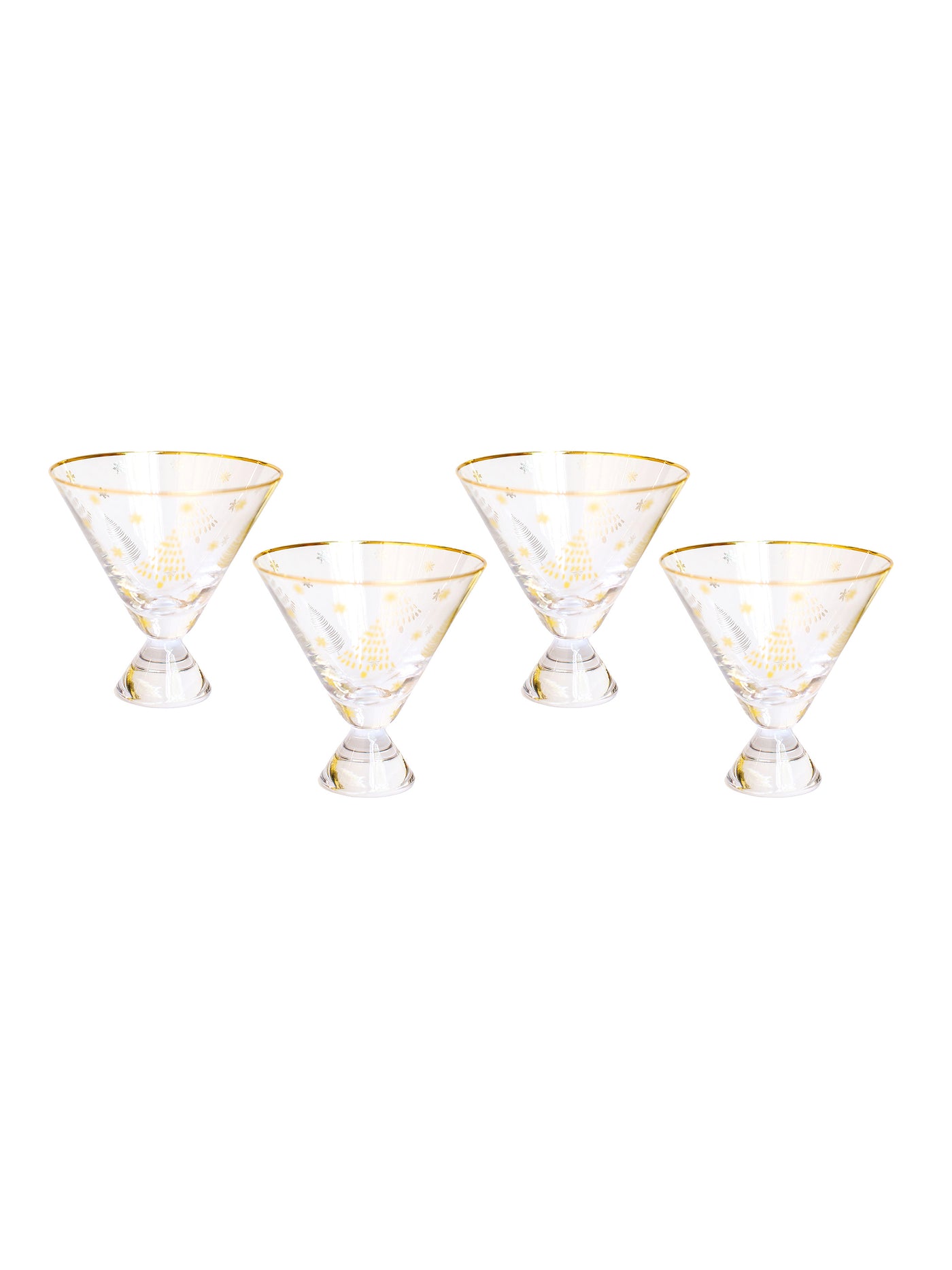 Martini Glass | Gold Trees - Set of 4