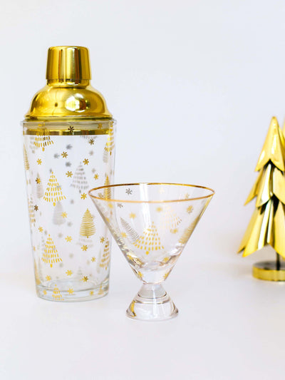 Glass Cocktail Shaker | Gold Trees