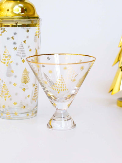 Martini Glass | Gold Trees - Set of 4