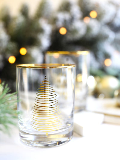 Cocktail Glass | Gold Swirl Christmas Tree - Set of 4