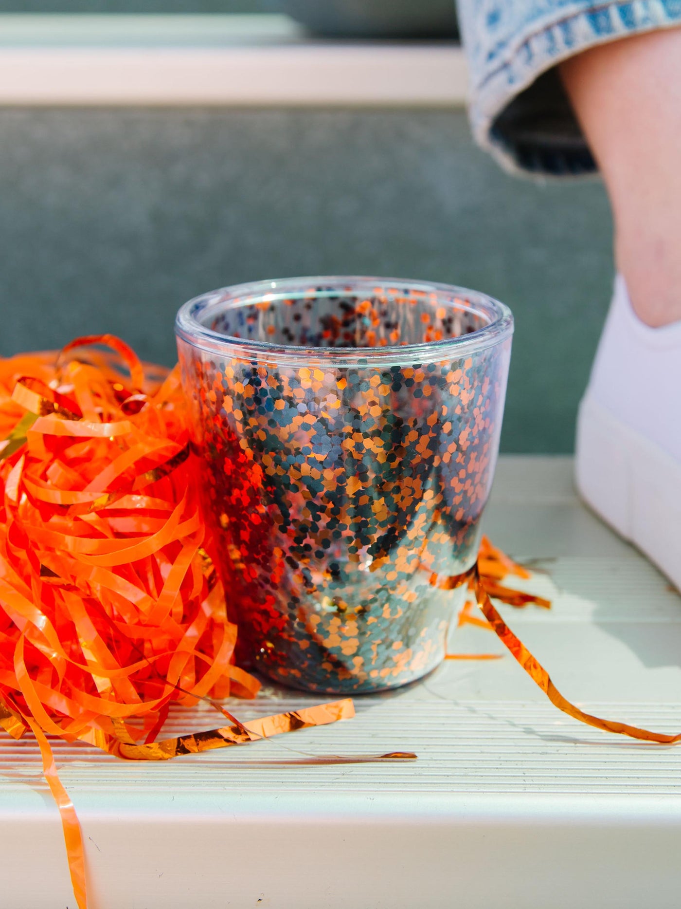 Gameday Glitter Acrylic Tumbler | Navy + Orange