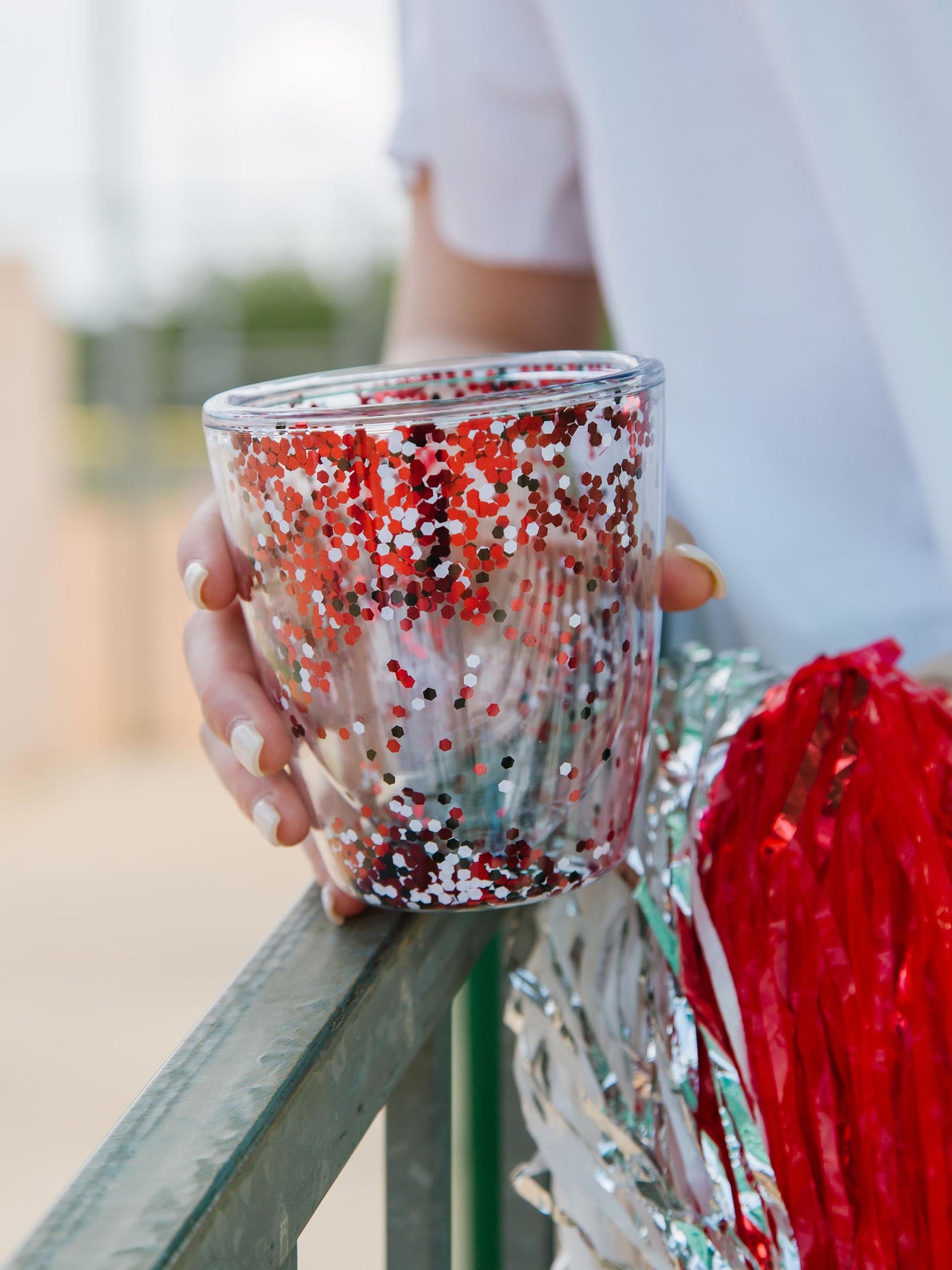 Gameday Glitter Acrylic Tumbler | Red + Black