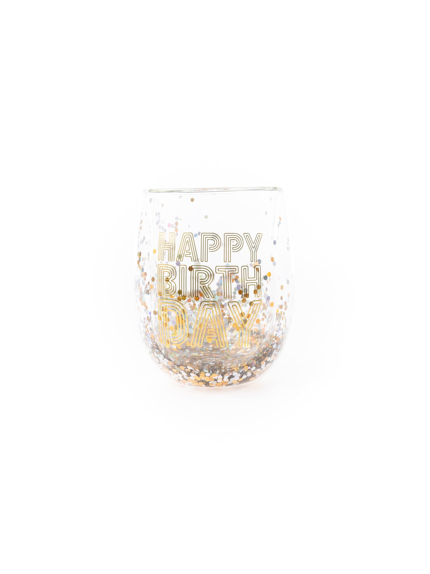 Stemless Wine Glass | Glitter Happy Birthday