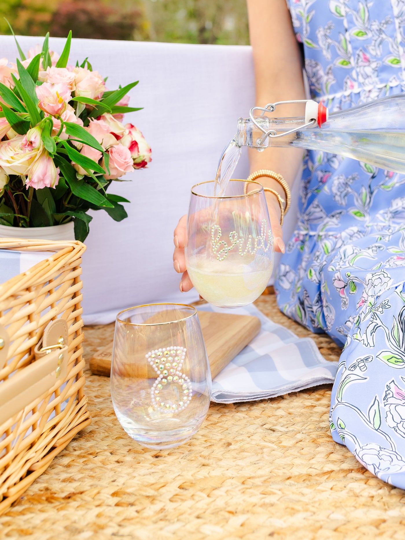 Stemless Wine Glass | Rhinestone Ring