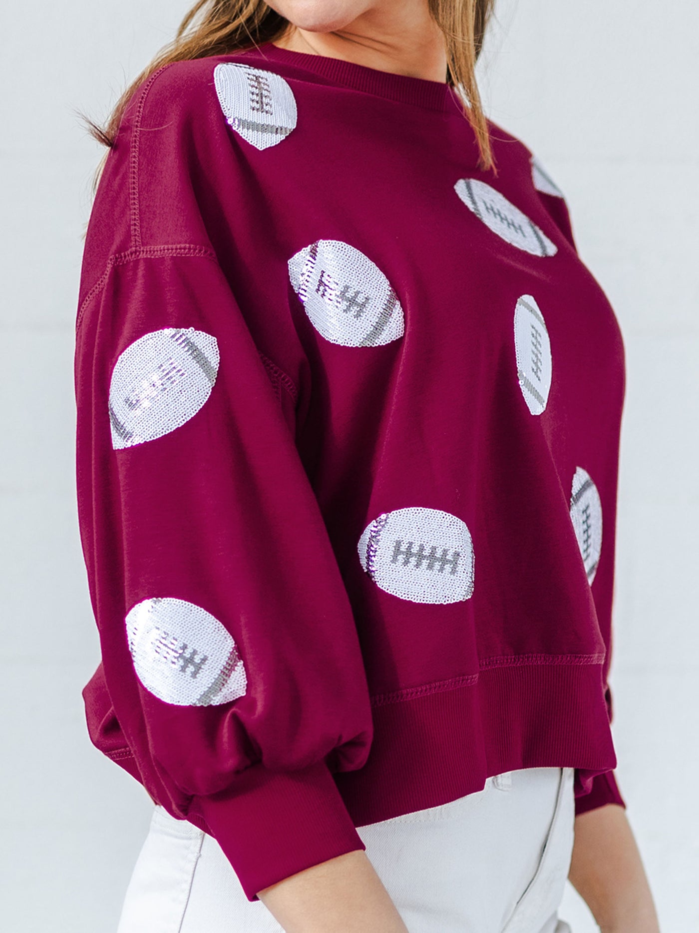 Millie Sweatshirt | Footballs Maroon + White