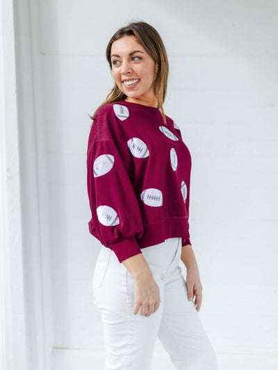 Millie Sweatshirt | Footballs Maroon + White