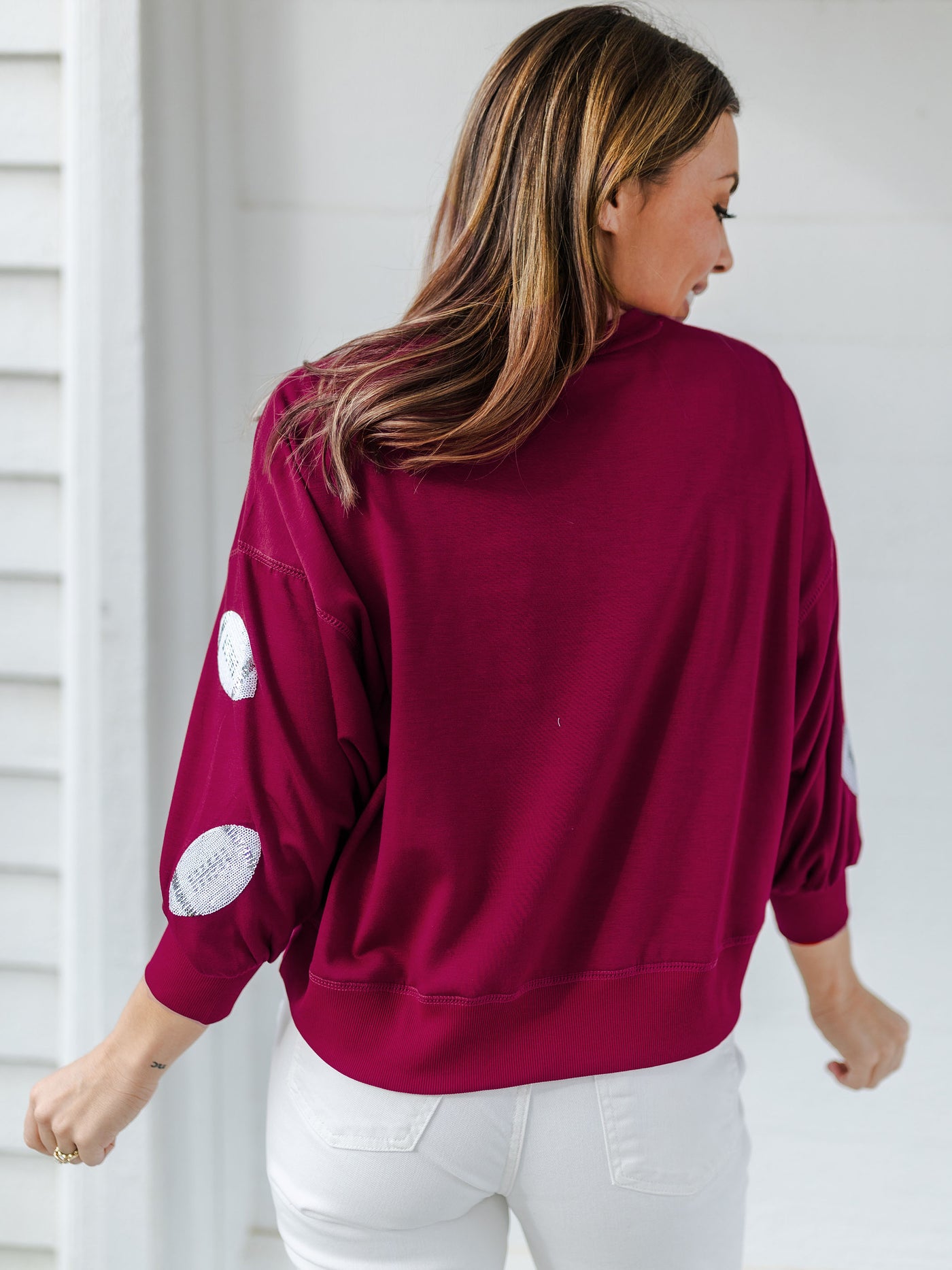 Millie Sweatshirt | Footballs Maroon + White