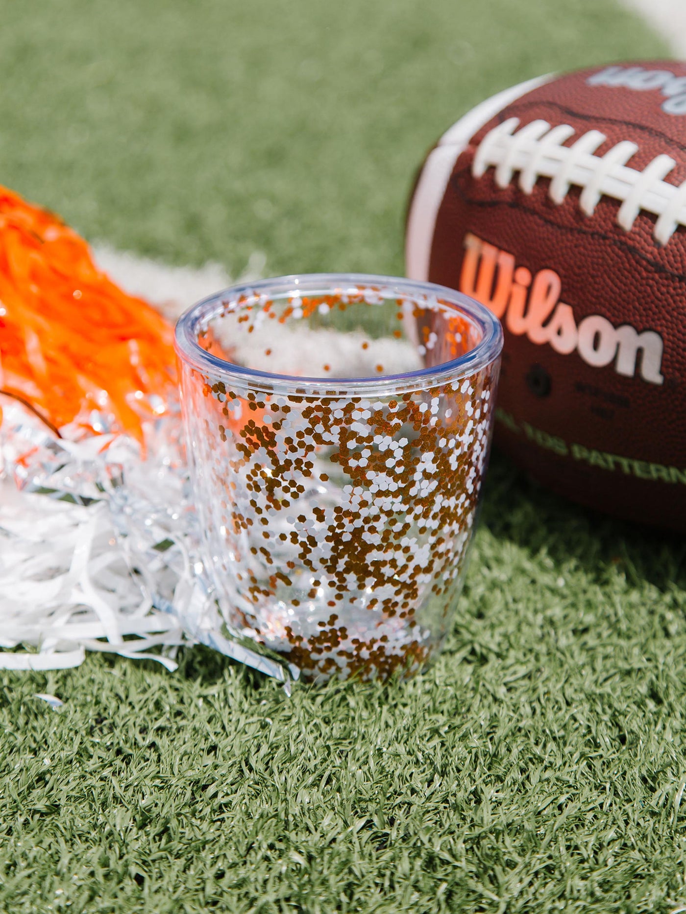 Gameday Glitter Acrylic Tumbler | Orange + White