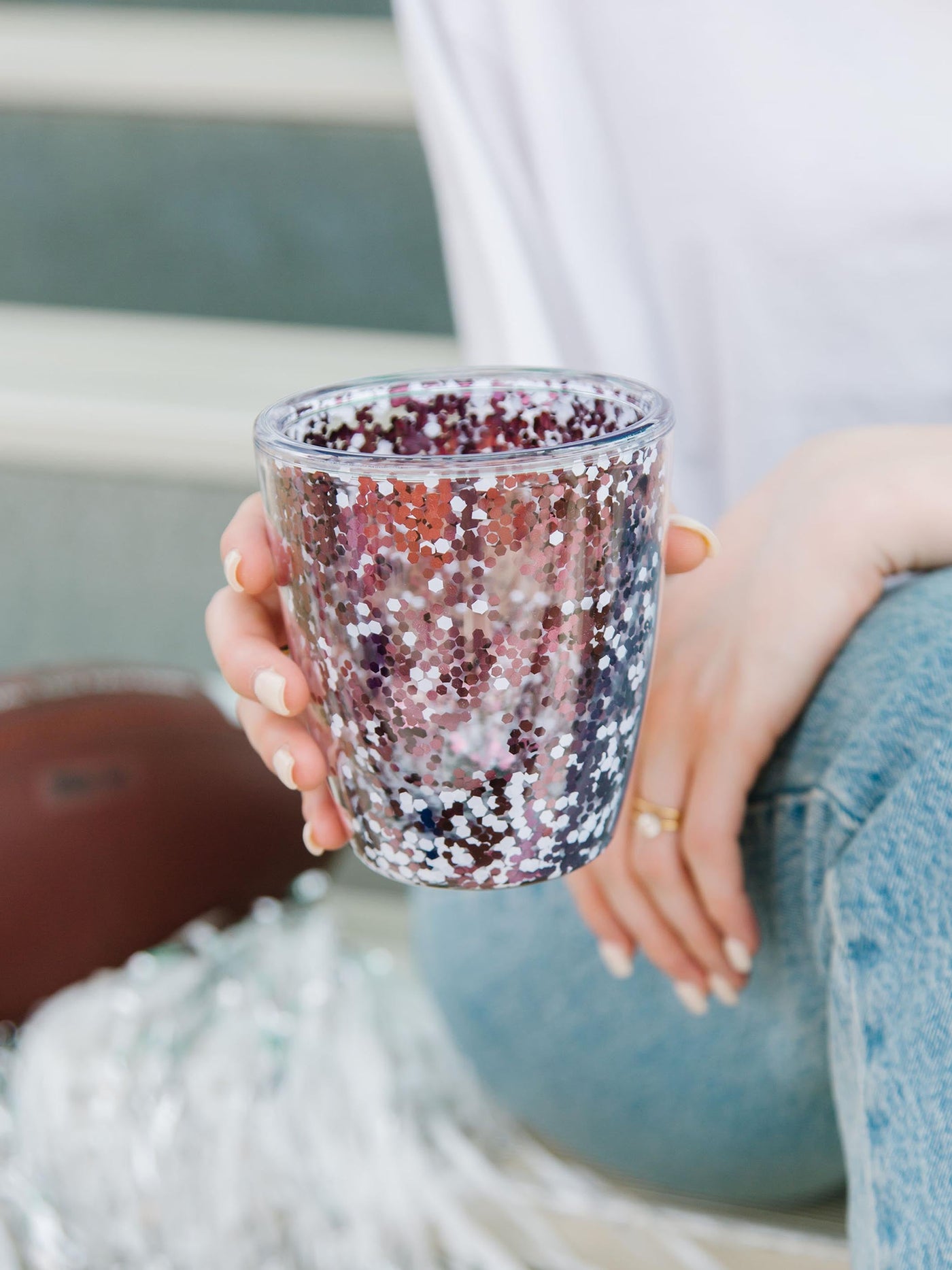 Gameday Glitter Acrylic Tumbler | Maroon + White