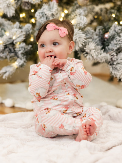 Baby PJ Onesie | Santa Baby Pink