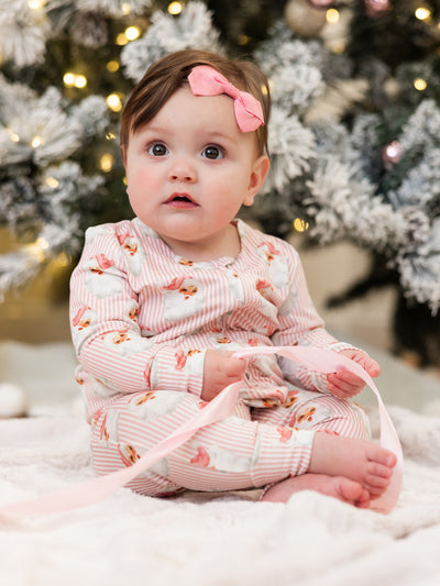 Baby PJ Onesie | Santa Baby Pink