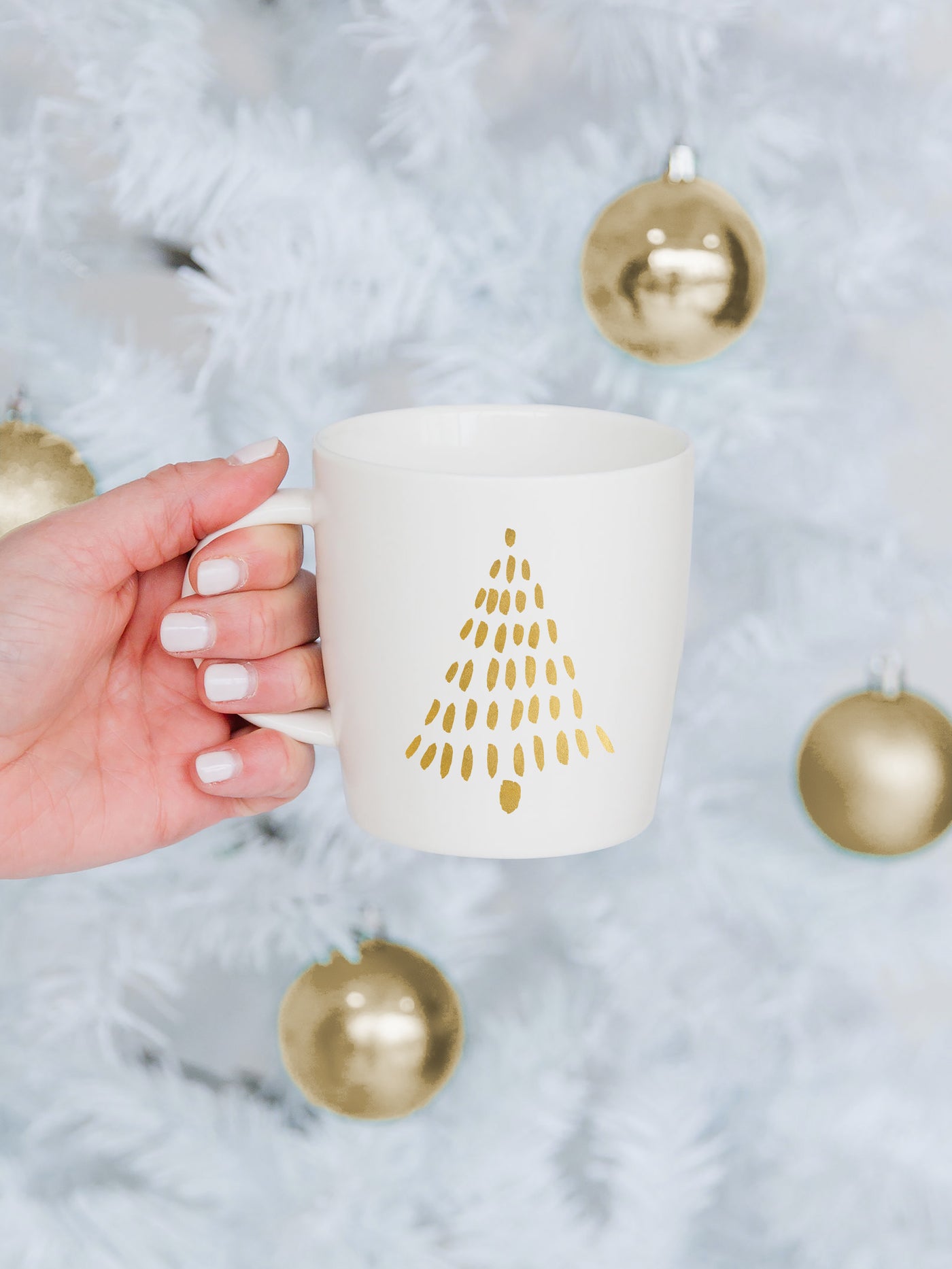 Coffee Mug | Gold Dashed Christmas Tree