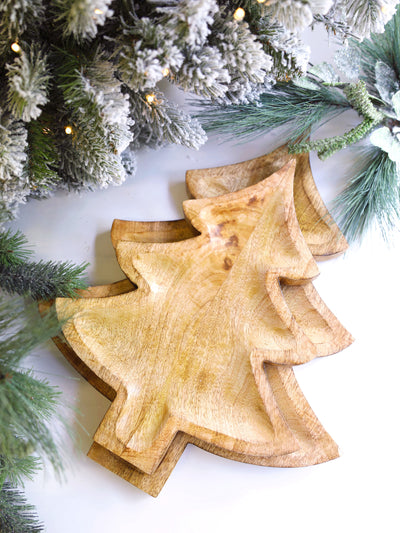 Christmas Tree Wood Bowl | Natural