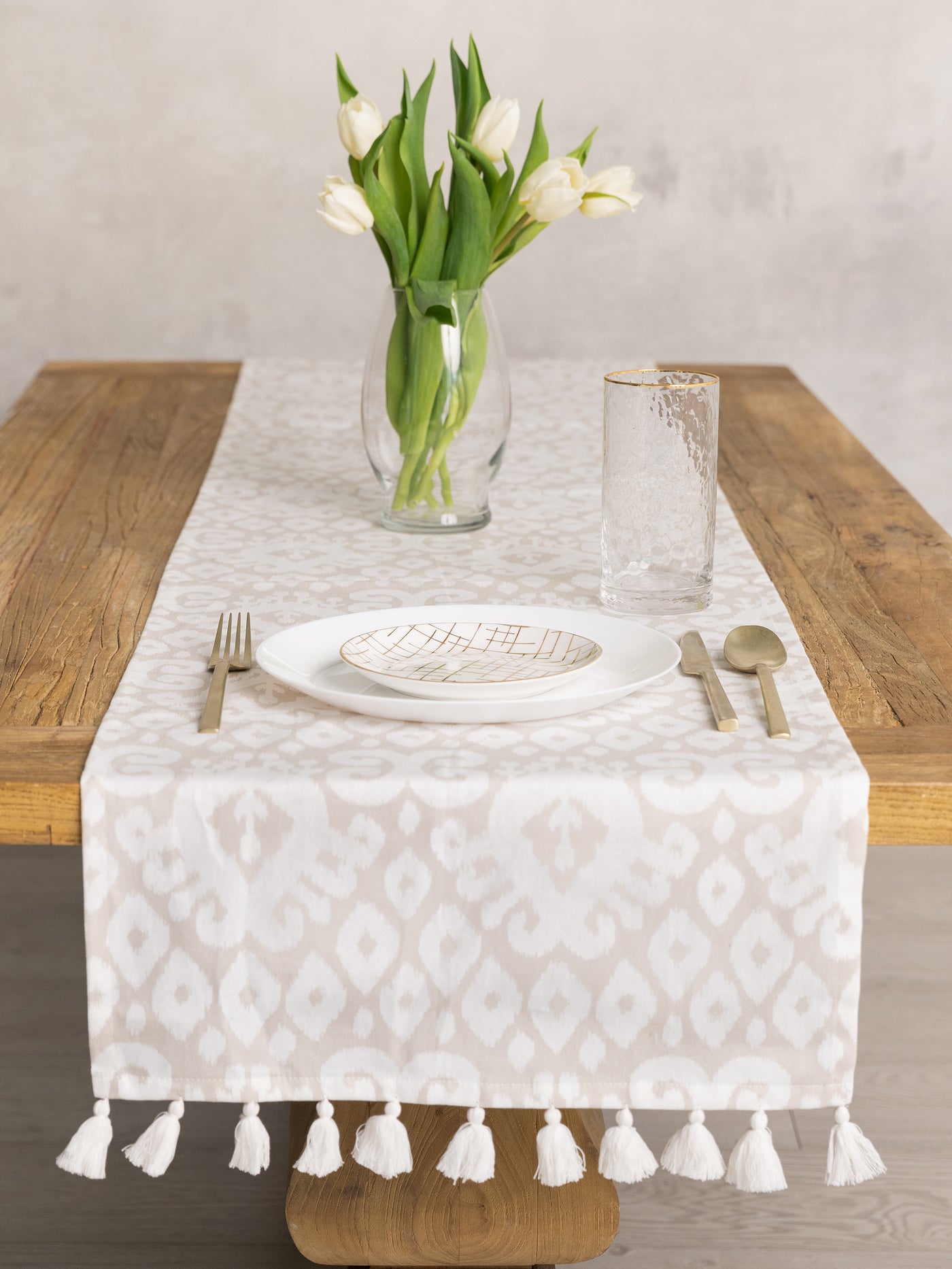 Table Runner with Tassels | Tan