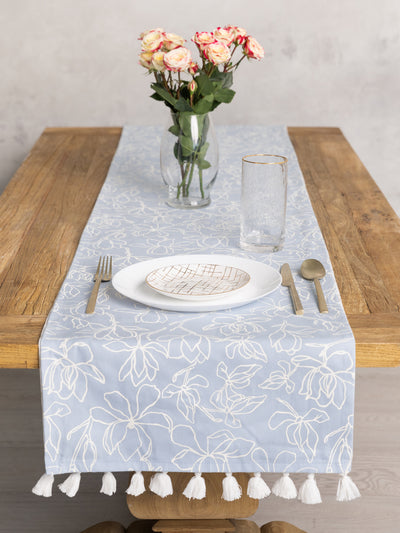 Table Runner with Tassels | Magnolia Blue