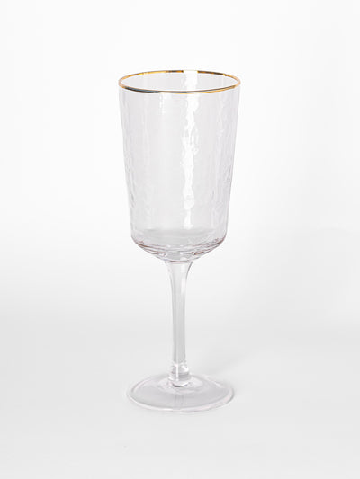 Stemmed Wine Glass | Hammered Clear - Set of 4 - Mary Square, LLC