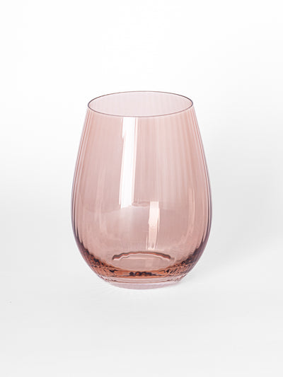 Stemless Wine Glass | Ribbed Rose - Set of 4 - Mary Square, LLC