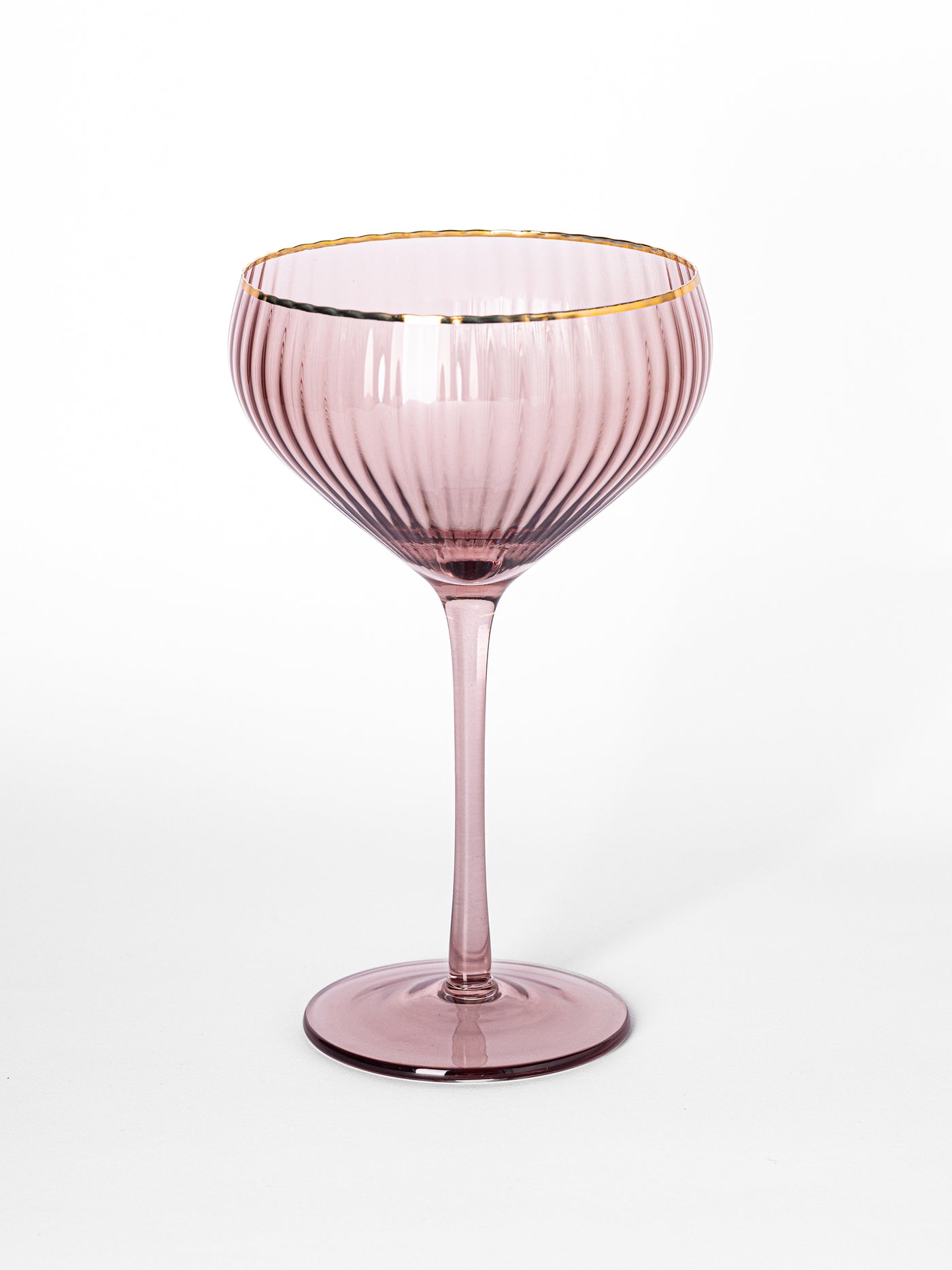 Pink Ribbed Coupe Glasses, Size: One Size