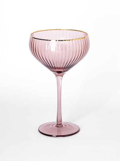 Coupe Glass | Ribbed Mauve - Set of 4 - Mary Square, LLC
