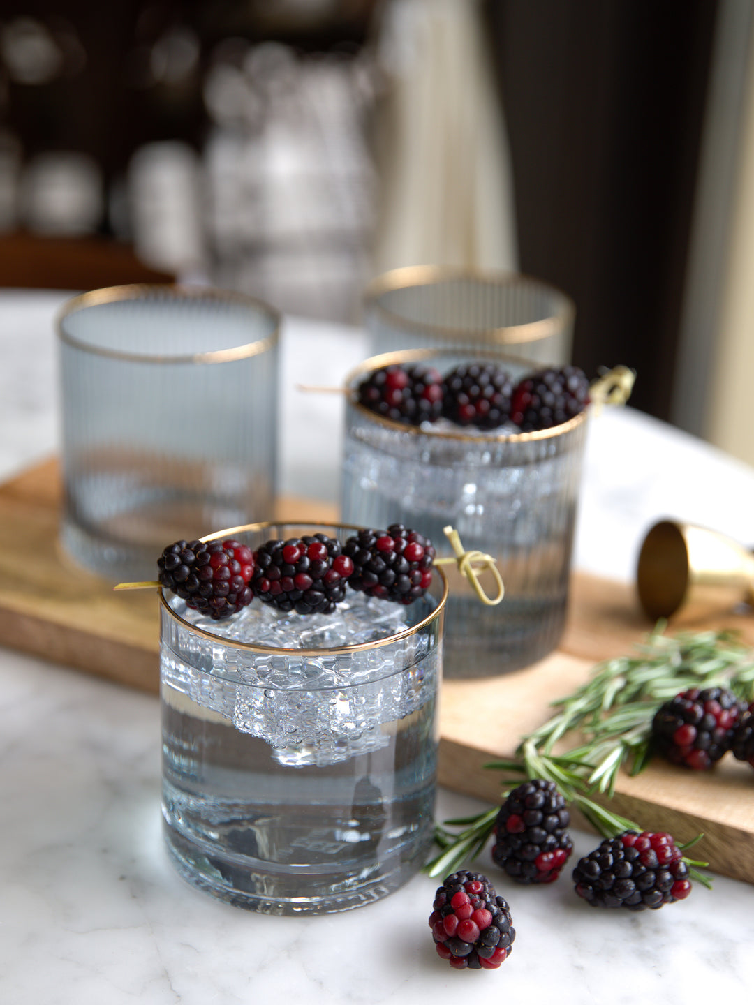 Cocktail Glasses | Ribbed Smoke - Set of 4 – Mary Square