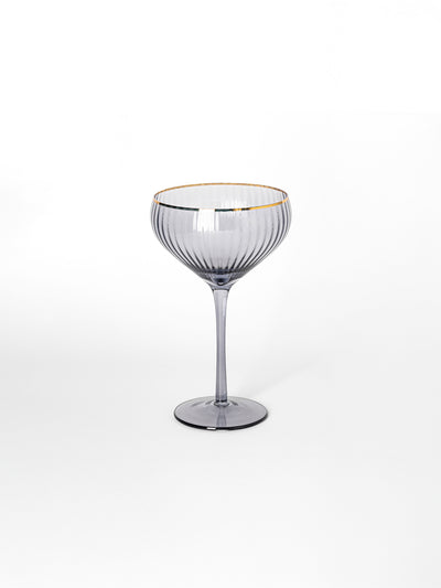Coupe Glass | Ribbed Smoke - Set of 4
