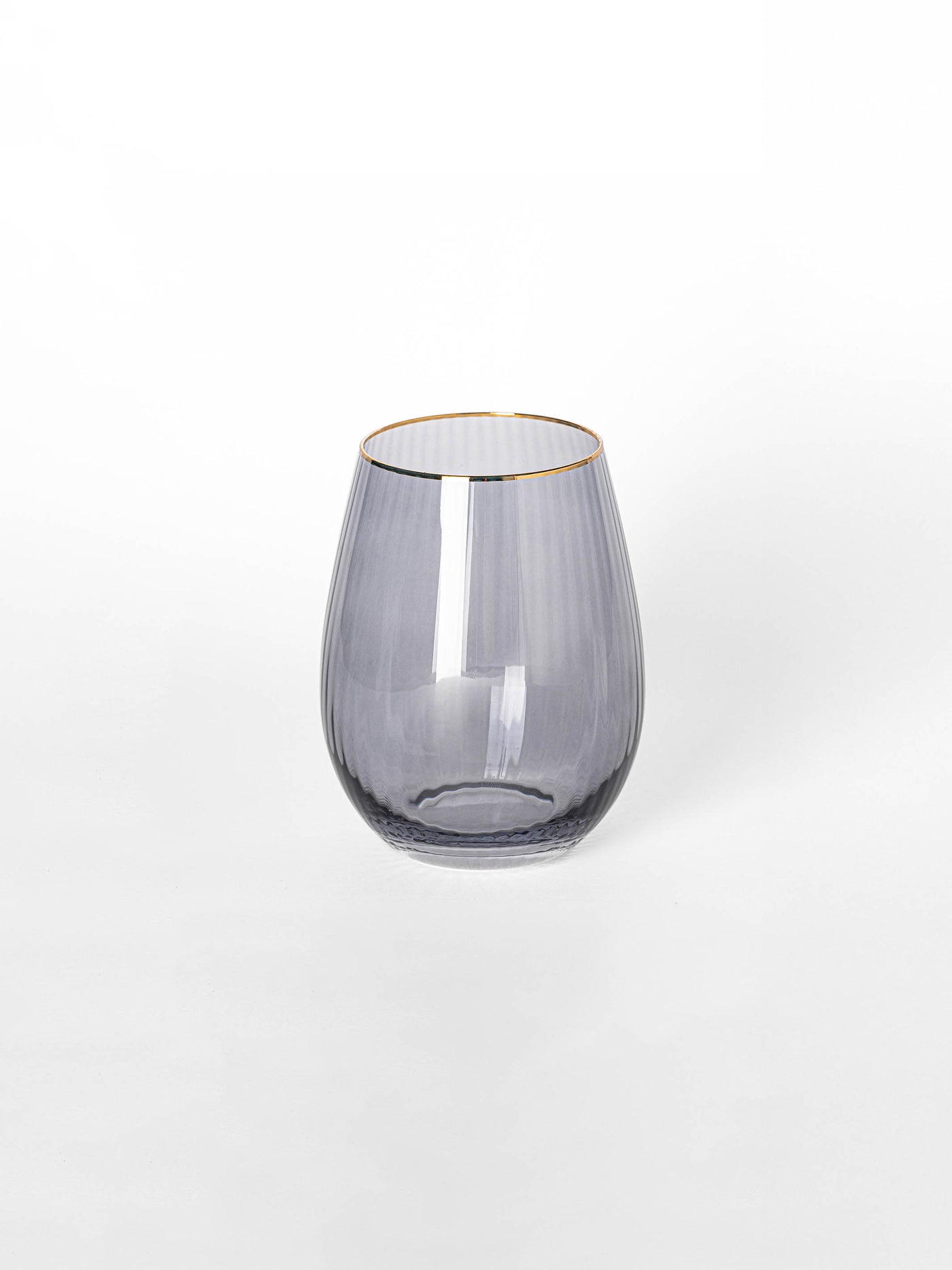 Stemless Wine Glasses | Ribbed Smoke - Set of 4
