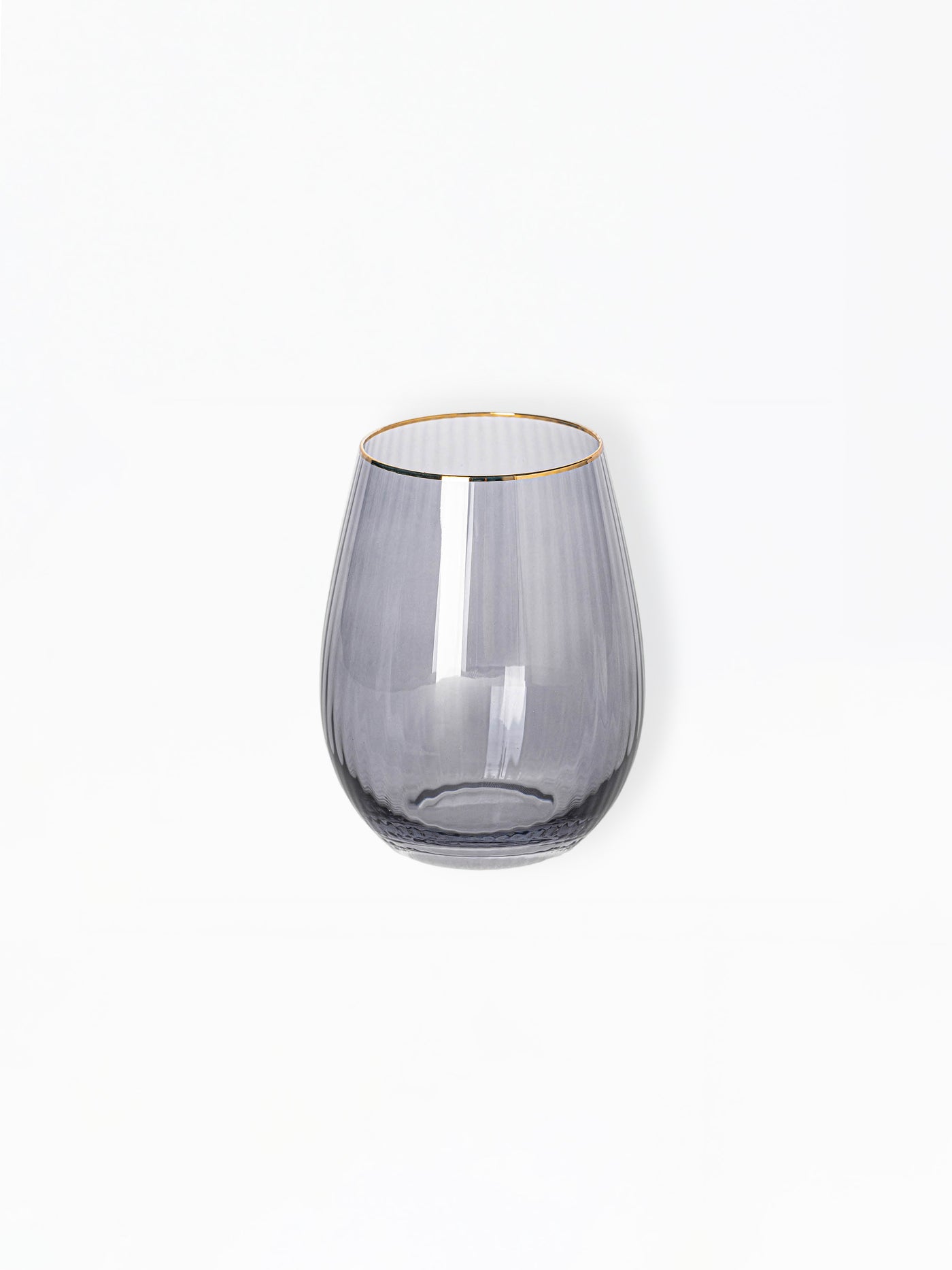Stemless Wine Glasses | Ribbed Smoke - Set of 4