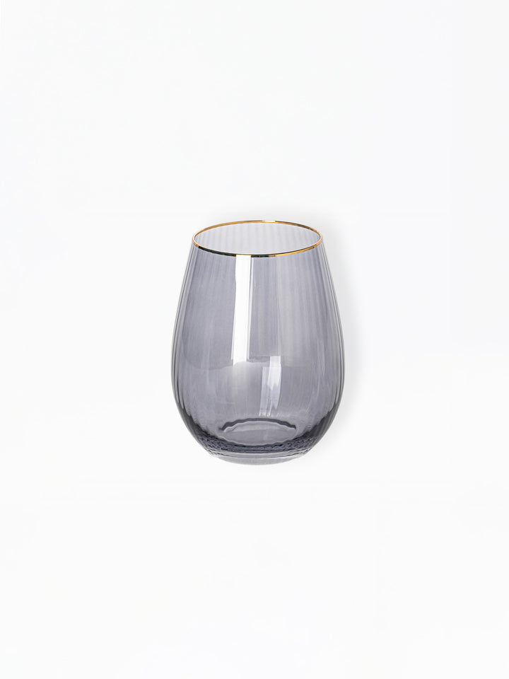 Stemless Wine Glasses | Ribbed Smoke - Set of 4