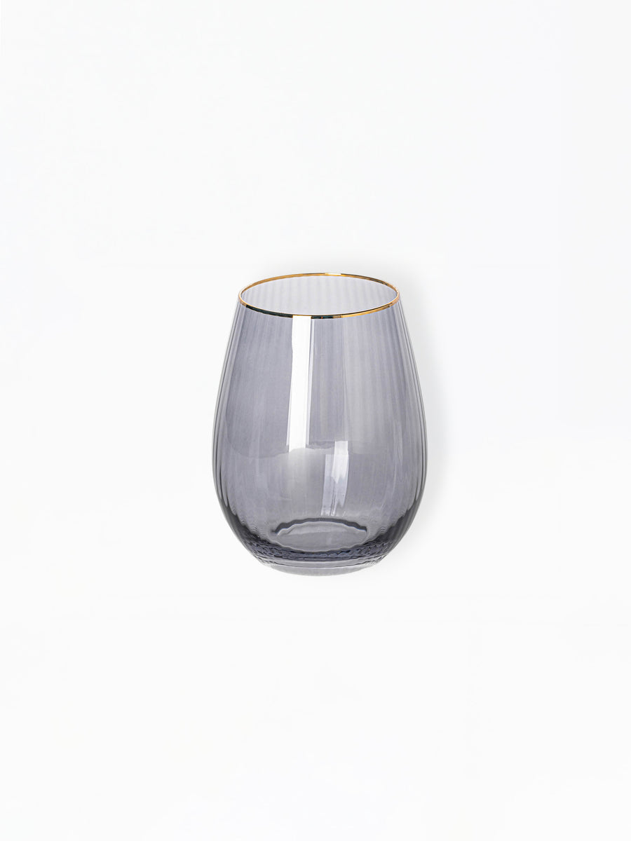 Stemless Wine Glasses | Ribbed Smoke - Set of 4