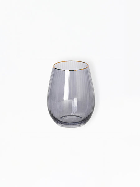 Stemless Wine Glasses | Ribbed Smoke - Set of 4 | Mary Square