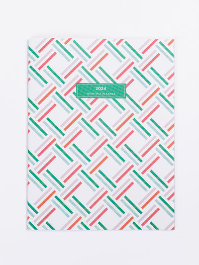 2024 Large Monthly Planner | Square Dance Pink & Green