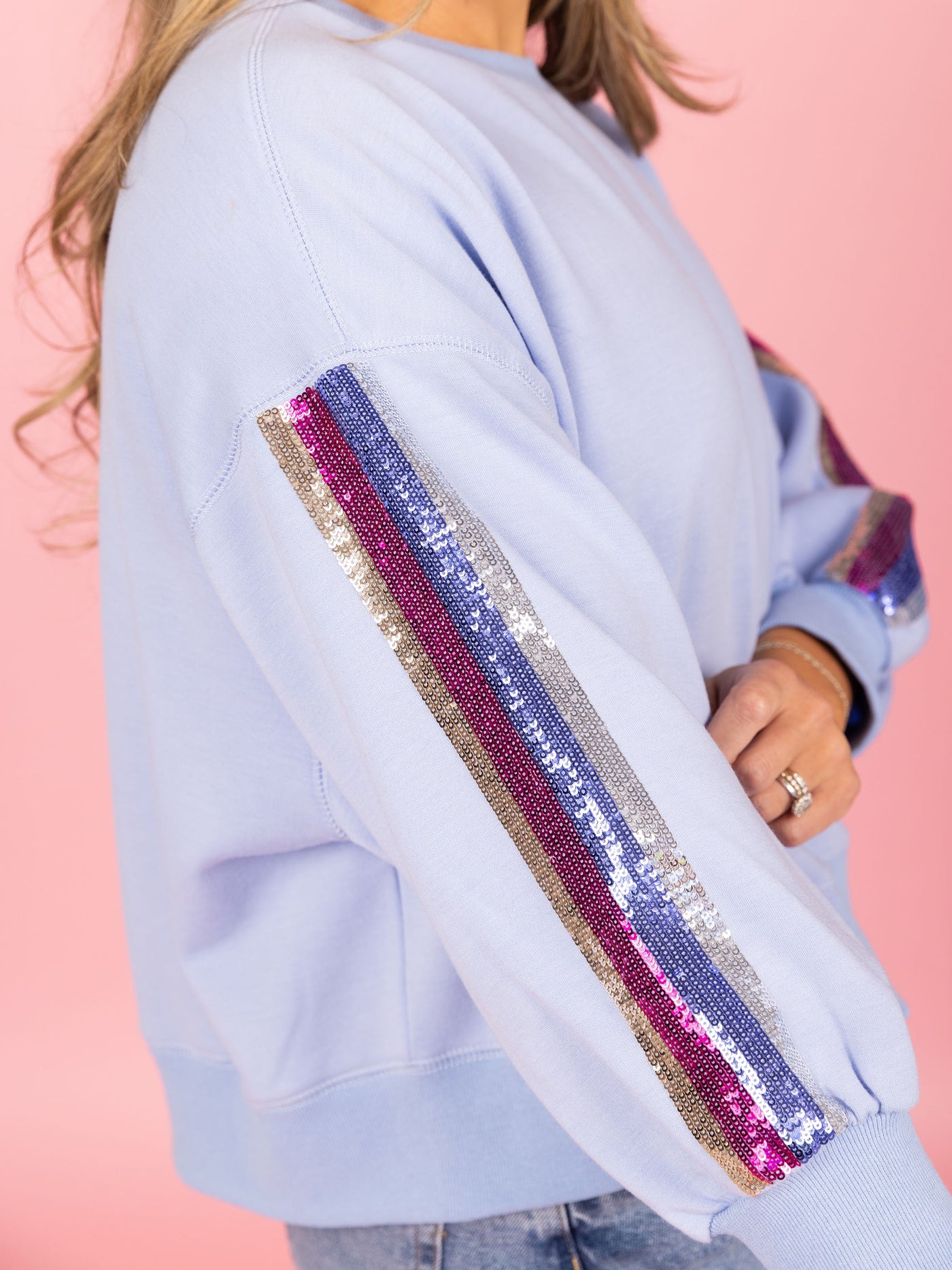 Millie Sweatshirt | Blue Sequin Stripes