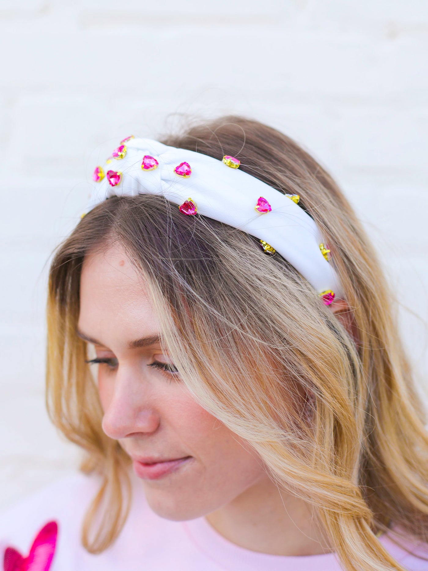 Krista Headband | Hot Pink Hearts