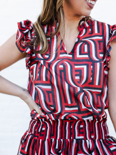Marley Top | Touchdown Red + Black