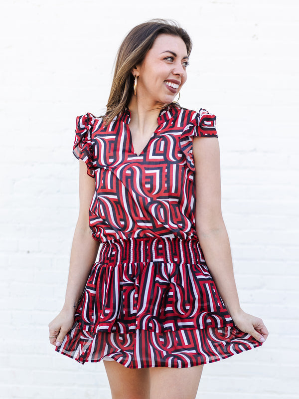 Marley Top | Touchdown Red + Black
