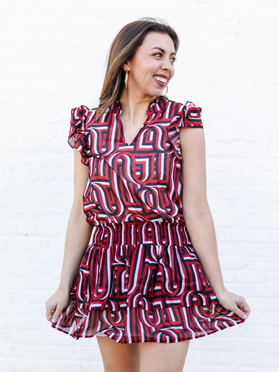 Marley Top | Touchdown Red + Black