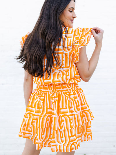 Marley Top | Touchdown Orange + White