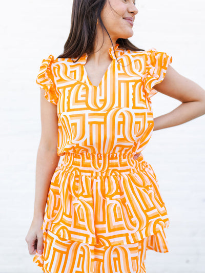 Marley Top | Touchdown Orange + White