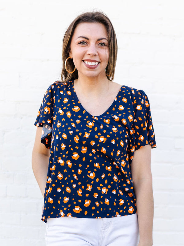 Paisley Top | Party Animal Navy + Orange