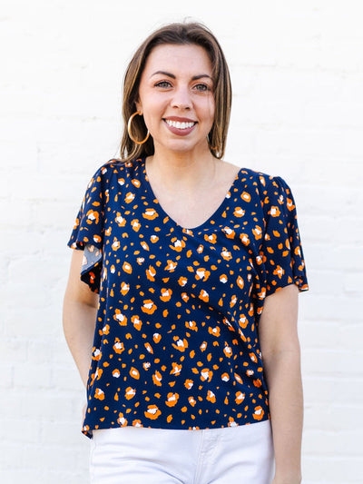 Paisley Top | Party Animal Navy + Orange