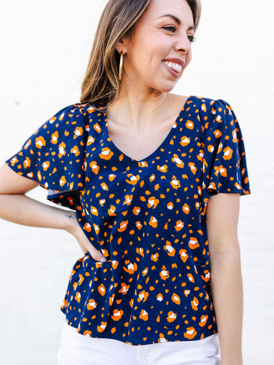 Paisley Top | Party Animal Navy + Orange