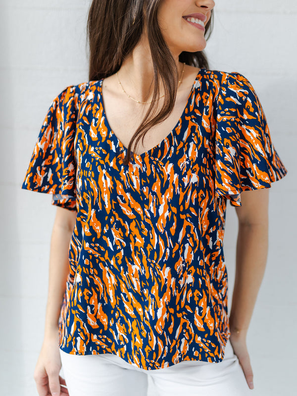 Paisley Top | Tiger Tail Navy + Orange